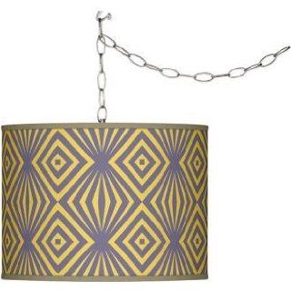 Swag Style Deco Revival Giclee Shade Plug In Chandelier    