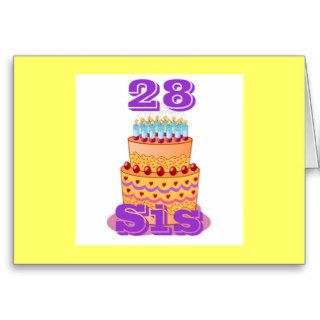 Sis, 28th birthday, big cake card