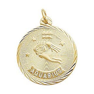 Rembrandt Charms Aquarius Charm, Gold Plated Silver Jewelry