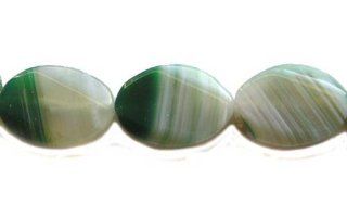 Green line agate twist oval beads (20x30mm, 13 beads) Jewelry