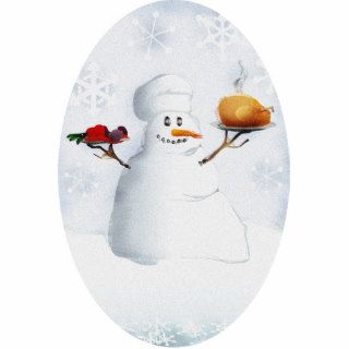 snowman chef dinner plates Christmas ornament Photo Cutouts
