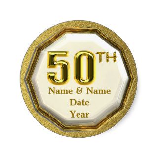 Custom Gold 50th Anniversary Or Birthday Stickers