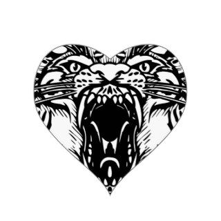 Roaring tiger tattoo heart stickers