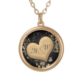 Custom Initials, Love Golden Heart Necklace