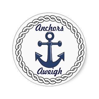 Anchors Aweigh Envelope Seals Round Sticker