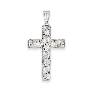 14k White Gold Textured Cross Pendant Cyber Monday Special Jewelry