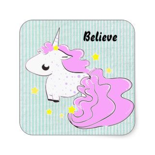 Pink cartoon unicorn with stars sticker