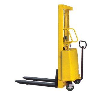 Bear Claw Stacker with Powered Lift; Overall Fork Size (W x L) 26 3/4" x 42"; Lowered Height 3 11/32"; Raised Height 137"; Capacity 2, 000 lbs; For Use With Skids or Pallets; Additional Description Adjustable Forks & Support L