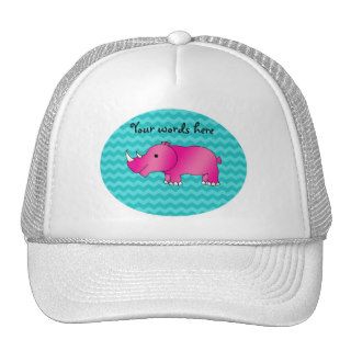 Pink rhino turquoise chevrons trucker hat
