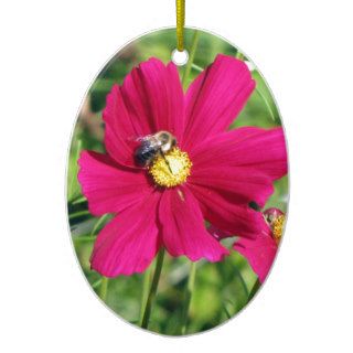 Cosmos and Bumble Bee Christmas Tree Ornaments