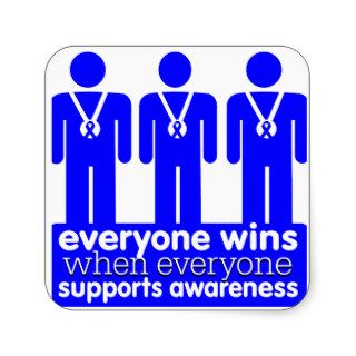 Colon Cancer Everyone Wins With Awareness Square Sticker