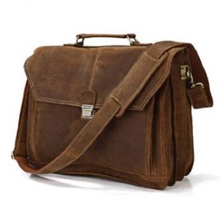 "Madrid" Men's Full Grain Leather Large Rugged Laptop Briefcase Shoes