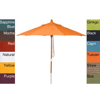 PHAT TOMMY 9 Foot Pacifica Fabric Marenti Wood Market Patio Umbrella Phat Tommy Patio Umbrellas