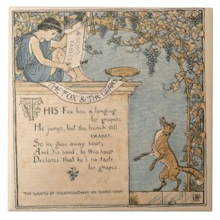 Vintage Walter Crane The fox and the grapes Ceramic Tile