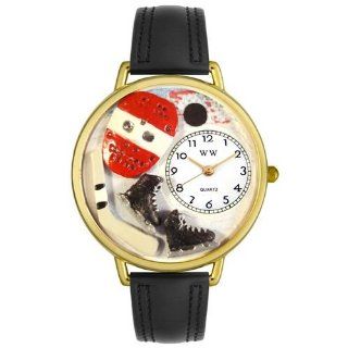 Hockey Black Padded Leather And Goldtone Watch 