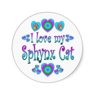 I Love My Sphynx Cat Round Stickers