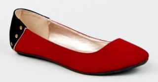 Qupid SAVANA 163 Classic Basic Studded Embellished Slip On Round Toe Flat Dress Shoe Shoes
