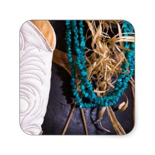 Western Cowgirl White Boot Turquoise Sticker