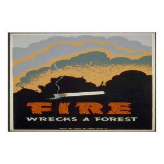 Fire Wrecks A Forest / 1936 / WPA / Poster