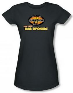 Survivor Tribe Has Spoken Jr Charcoal Sheer Cap Slv T Shirt CBS165 JS Fashion T Shirts Clothing