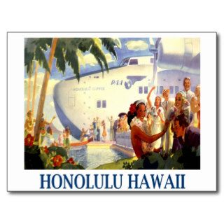 Vintage Honolulu Hawaii Travel Poster Post Card