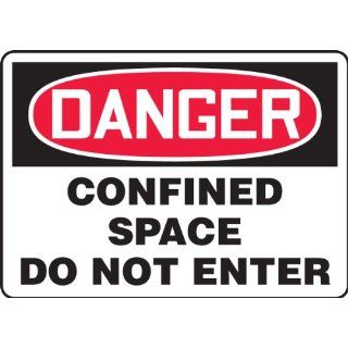 Accuform Signs SAR146 Adhesive Vinyl Specialty Sign By The Roll, Legend "DANGER CONFINED SPACE DO NOT ENTER", 7" Width x 10" Length x 4 mil Thickness, Black/Red on White (100 per Roll) Industrial Warning Signs Industrial & Scienti