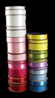 Offray Satin And Grosgrain Multicolored Ribbon Set, 27 Spools of Ribbon, 7 Different Colors, Ranging 5/16" Wide to 1 1/2" Wide, 146 Yards Total  