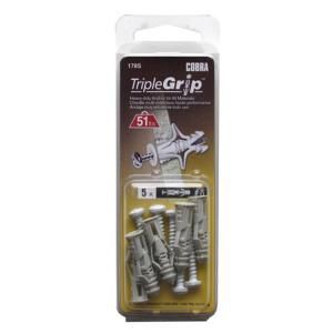 Triple Grip #8 x 1 1/4 in. Anchors with White Screws (5 Pack) 178S