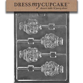 Dress My Cupcake DMCH169 Chocolate Candy Mold, Skull Lollipop, Halloween Kitchen & Dining