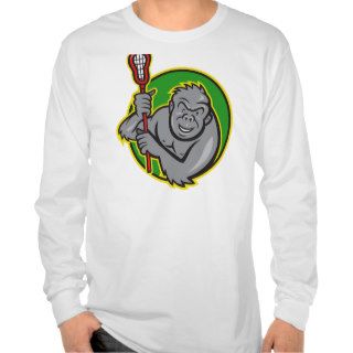 Gorilla Ape With Lacrosse Stick Cartoon Shirts