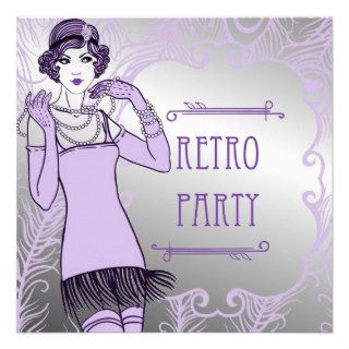 Roaring 20's Flapper Girl Retro Party Invitations