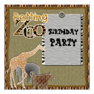giraffe Safari Zoo Birthday Party Invitation