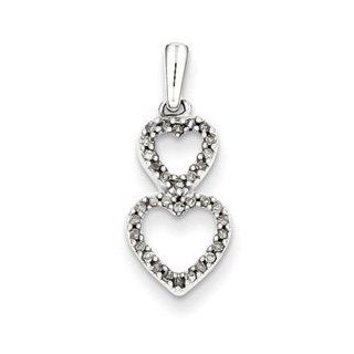 Sterling Silver Diamond Stacked Hearts Pendant Cyber Monday Special Charm Jewelry Brothers Pendant Jewelry