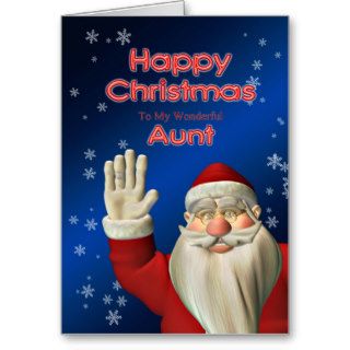 Merry Christmas to Aunt, Santa in his sleigh Greeting Card