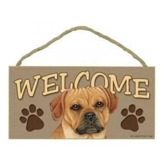 Puggle Wood Welcome Door Sign 5''x10''  Decorative Signs  