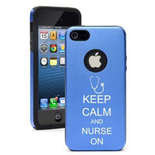 Apple iPhone 5c Blue CD153 Aluminum & Silicone Case Cover Keep Calm And Nurse On Cell Phones & Accessories