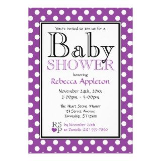 Polka Dot Purple Baby Shower Invitations