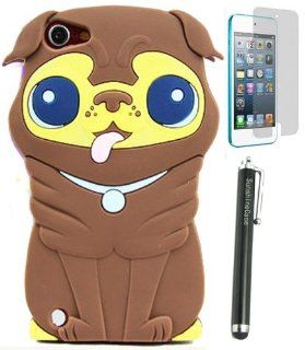 SunshineCase(TM) 3D Cartoon Purple Pekingese Dog Puppy Soft Silicone Case Skin Cover for Apple IPOD TOUCH 5 5G 5TH GENERATION Itouch 5 + Screen Protector + SunshineCase Stylus   Players & Accessories