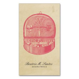 Sewing Box Vintage Style Cool Pink Plain Simple Business Card Template