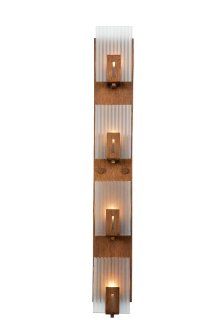 Varaluz 177W04 Illusion 4 Light Linear Wall Sconce, Hammered Ore Finish with Frosted Plate Glass Shades, 4 1/2 Inch by 32 1/2 Inch by 3 Inch    