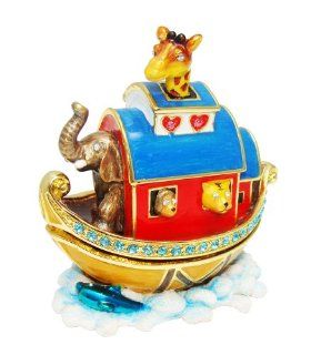 Objet D'Art Release #154 "The Ark" Noah's Ark with Animals Whimsical Handmade Jeweled Enameled Metal Trinket Box   Action Figure Accessories