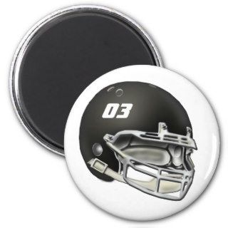 Black Football Helmet Fridge Magnet