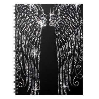 Angel Wings Bling Sparkle on Black Note Book