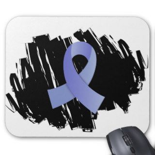 Prostate Cancer Light Blue Ribbon With Scribble Mouse Pads