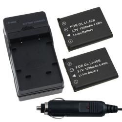 3 piece Battery/ Charger for Olympus FE 220/ FE 230/ 240/Li 40B Eforcity Camera Batteries & Chargers