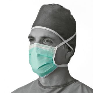 Medline Face Mask,Fog free Tape,Green,Ties (bulk pack of 300) Medline Protective Apparel