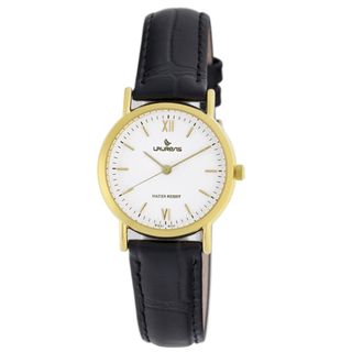 Black Leather White Dial Gold tone Indices Women's Watch Laurens Women's More Brands Watches