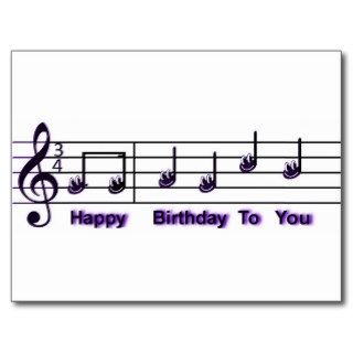 Happy Birthday Music Notes Post Card