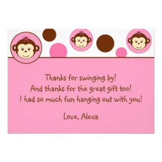 Mod Girl Monkey Thank You Note Cards Personalized Invitation