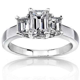 Annello 14k White Gold Certified 1 3/5ct TDW Emerald cut Diamond Ring (F G, SI2) (GGL) Annello One of a Kind Rings
